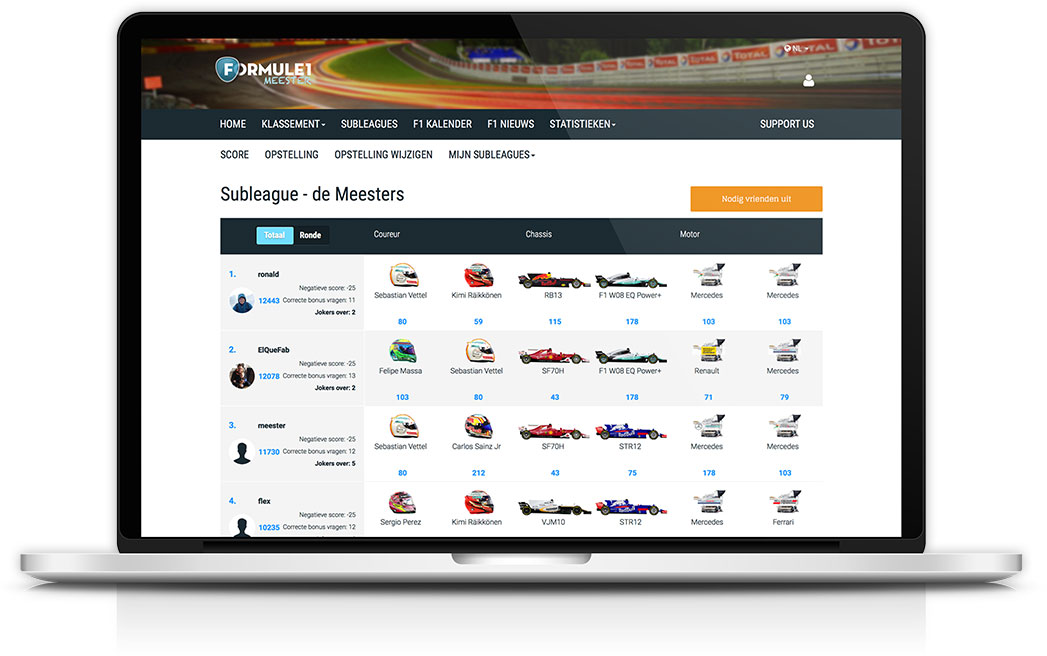 Subleague laptop Formule 1 Meester